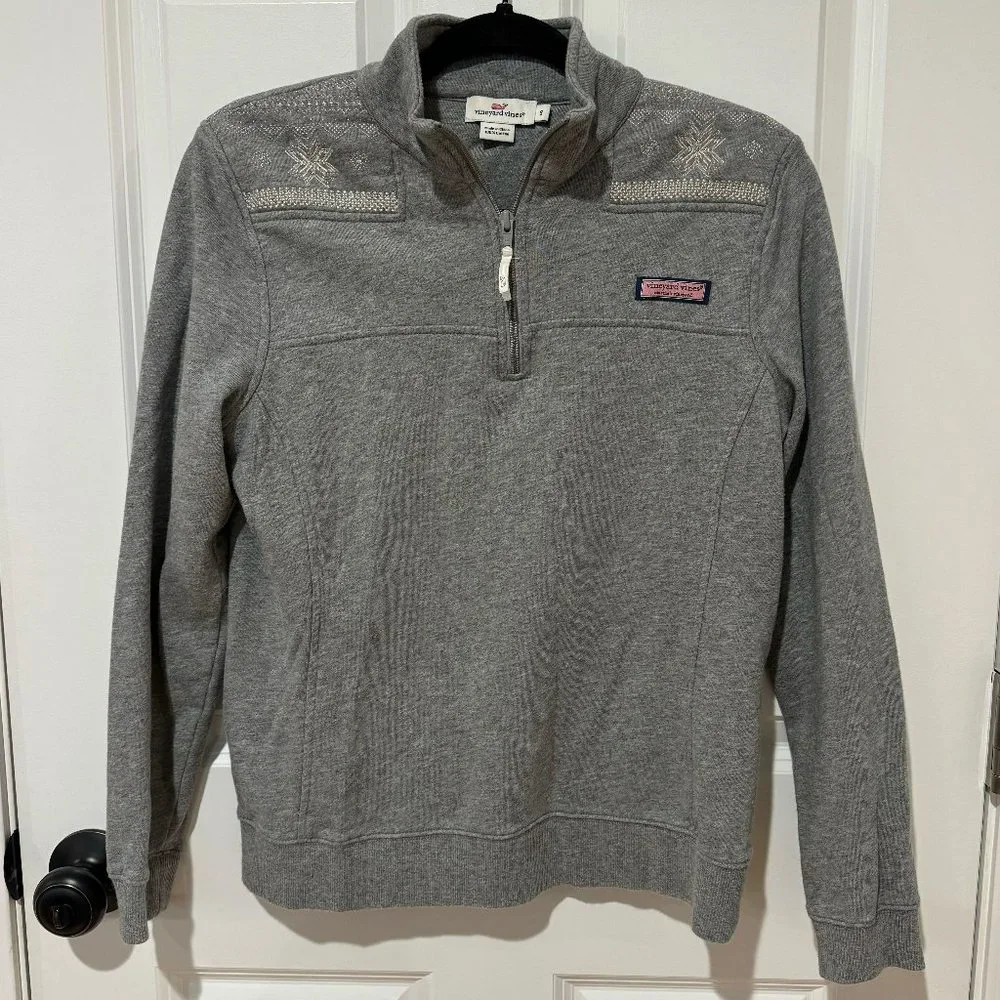 Vineyard‎ Vines Cotton Embroidered Winter Snowflake Shep Pullover - Size Small